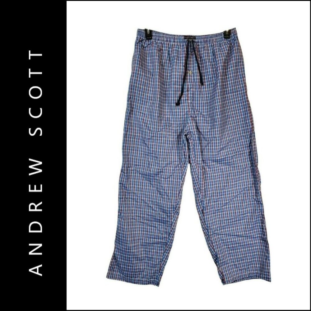 Andrew Scott Men Lounge Pants Comfort Elastic Waist Plaid & Check Size 2XL